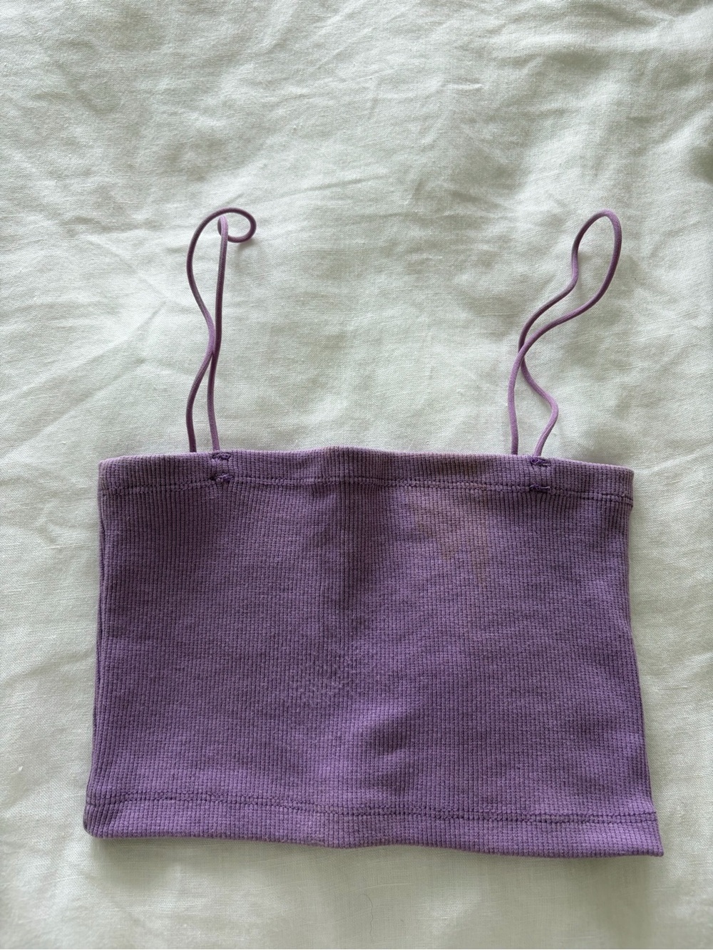 Purple Ribbed Crop Top
